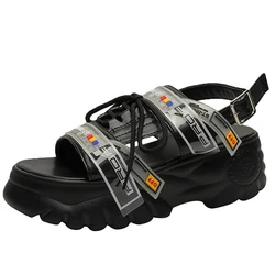 Summer Chunky Sandals Women Wedge High Heels Shoes Female Buckle Platform Casual Summer Sandals