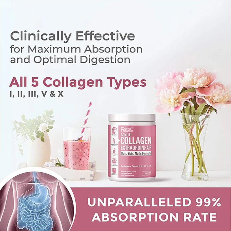 Collagen Powder Protein with Probiotics Unflavored Multi Collagen Protein with Vitamin C Hydrolyzed Collagen Peptides Supports S