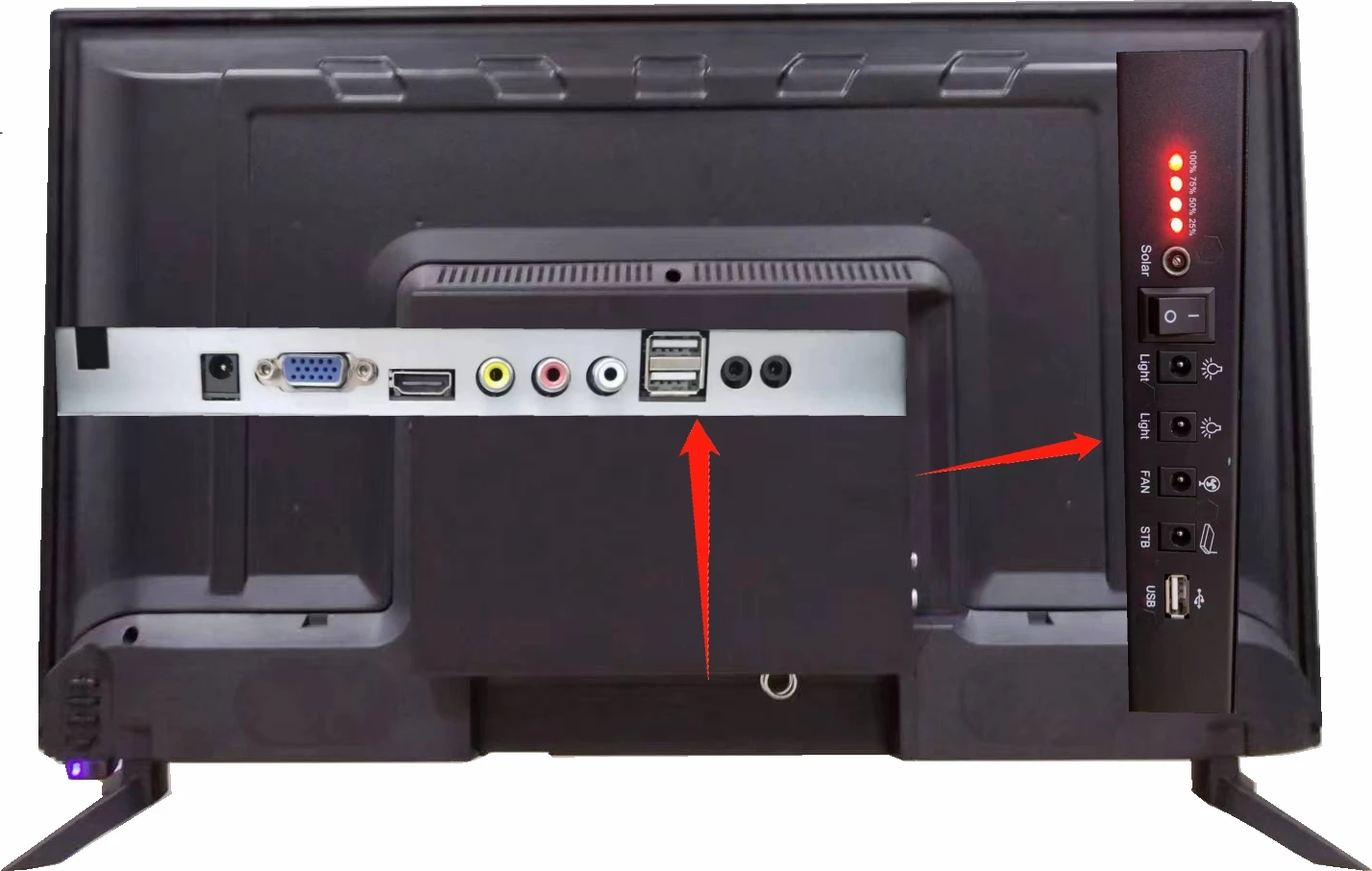 32 40 Inch Battery And 40W Solar Panel For DC AC TV Solar Powered TV With Lithium Battery Backup HD TV