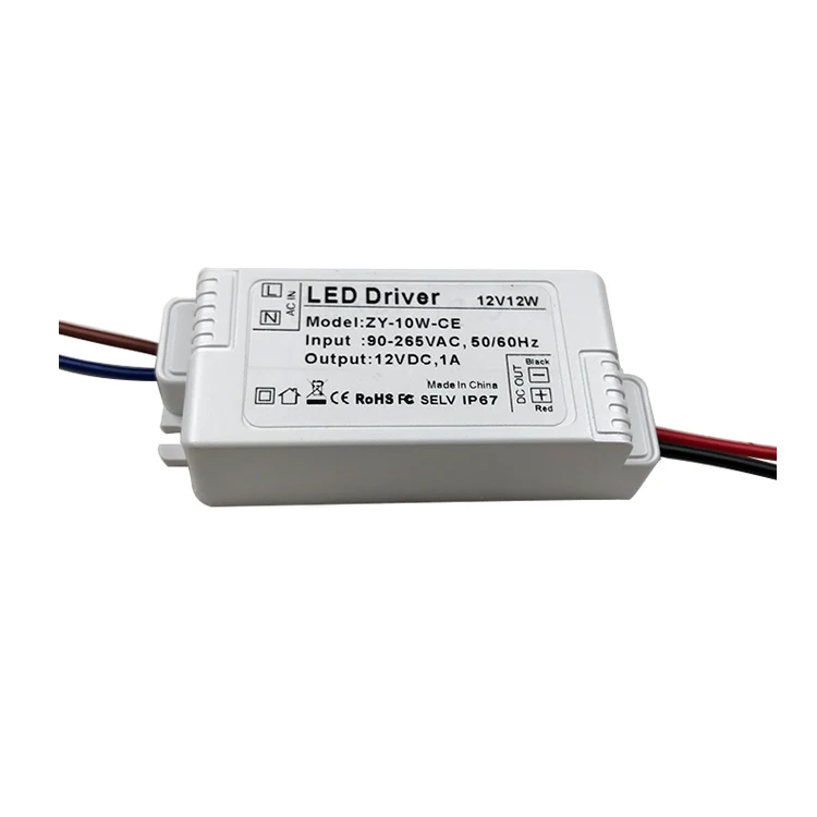 China factory price new design IP67 waterproof LED power supply Dc12v 12w Plastic Rectangular shell LED Lighting Driver