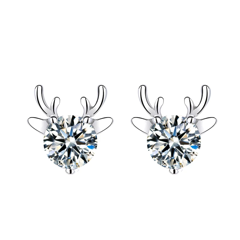 Customized wholesale S925 sterling silver antler earrings women Elk earrings