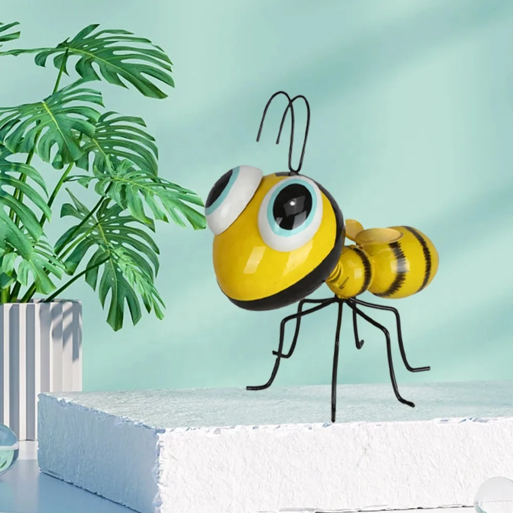 Outdoor Fun Cute Metal Honey Bee Statue For Home Decor Bedroom Living Room Garden Desktop Ornament