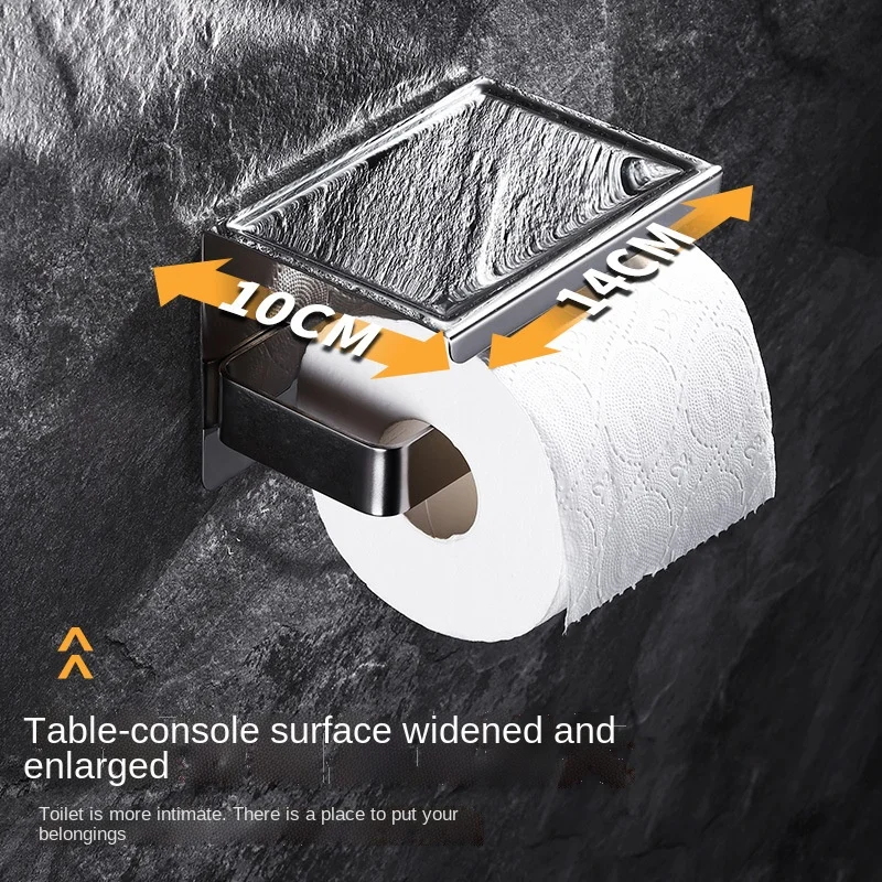 Hot Sell Stainless Steel Self Adhesive Toilet Paper Roll Holder With Phone Shelf,Wall Mounted Without Drilling