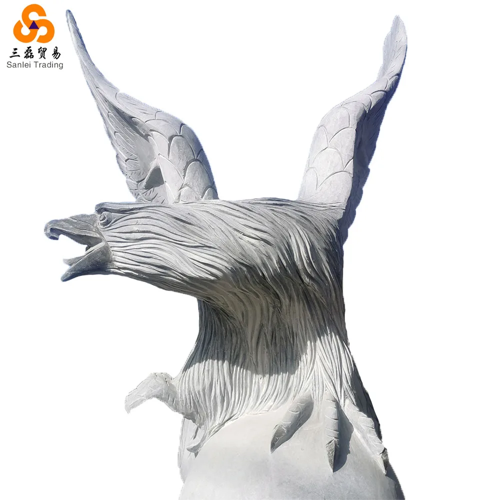 Carved gray Granite stone animal sculptures carvings eagle statues for garden
