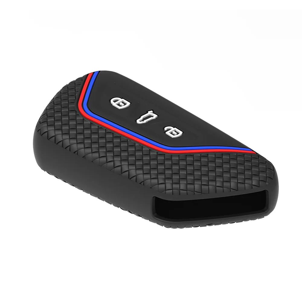 Hot embossed silicone rubber cover car key Case For VW Volkswagen Golf 8 Mk8 2020 Skoda 3 Buttons Smart Keyless Remote Cases