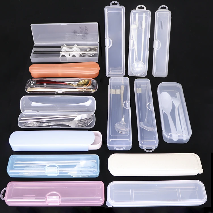 SUNSHING Plastic Tableware Children Baby Spoon Packaging Travel Cutlery Case Toddler Utensils Box Silicone Baby Spoons Case