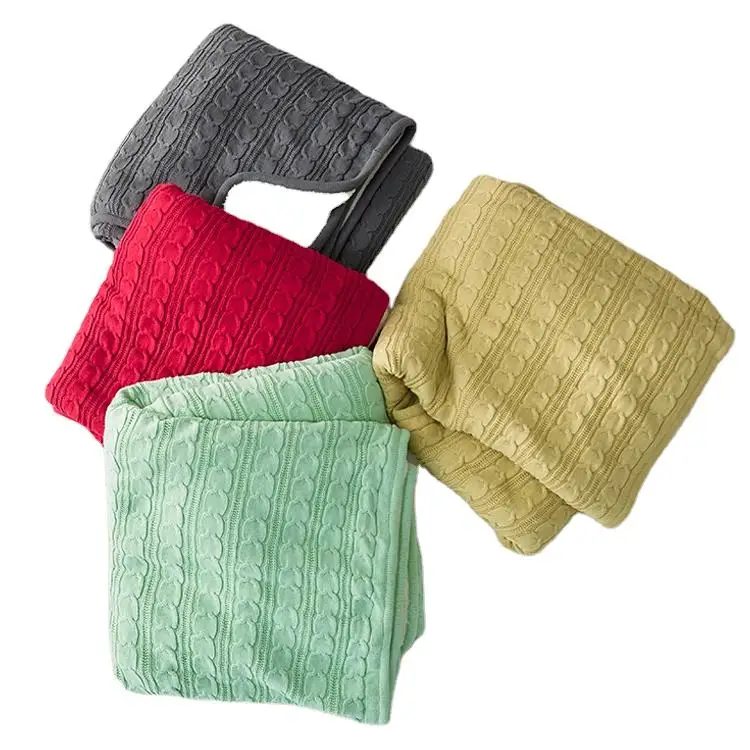 Low Moq Super Soft Cozy Textured Solid Tassels Decorative Lightweight Knitted Couch Throw Blanket For Bed