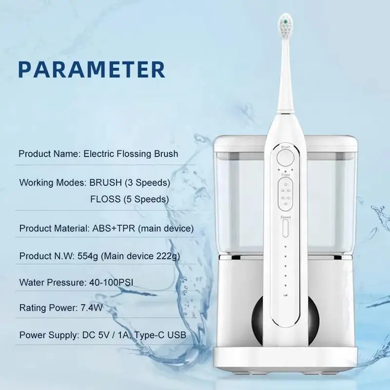 OEM/ODM Countertop Smart Oral Irrigator Customize Electric Toothbrush Water Floss Teeth Cleaning Water Pick Flosser 2 in 1