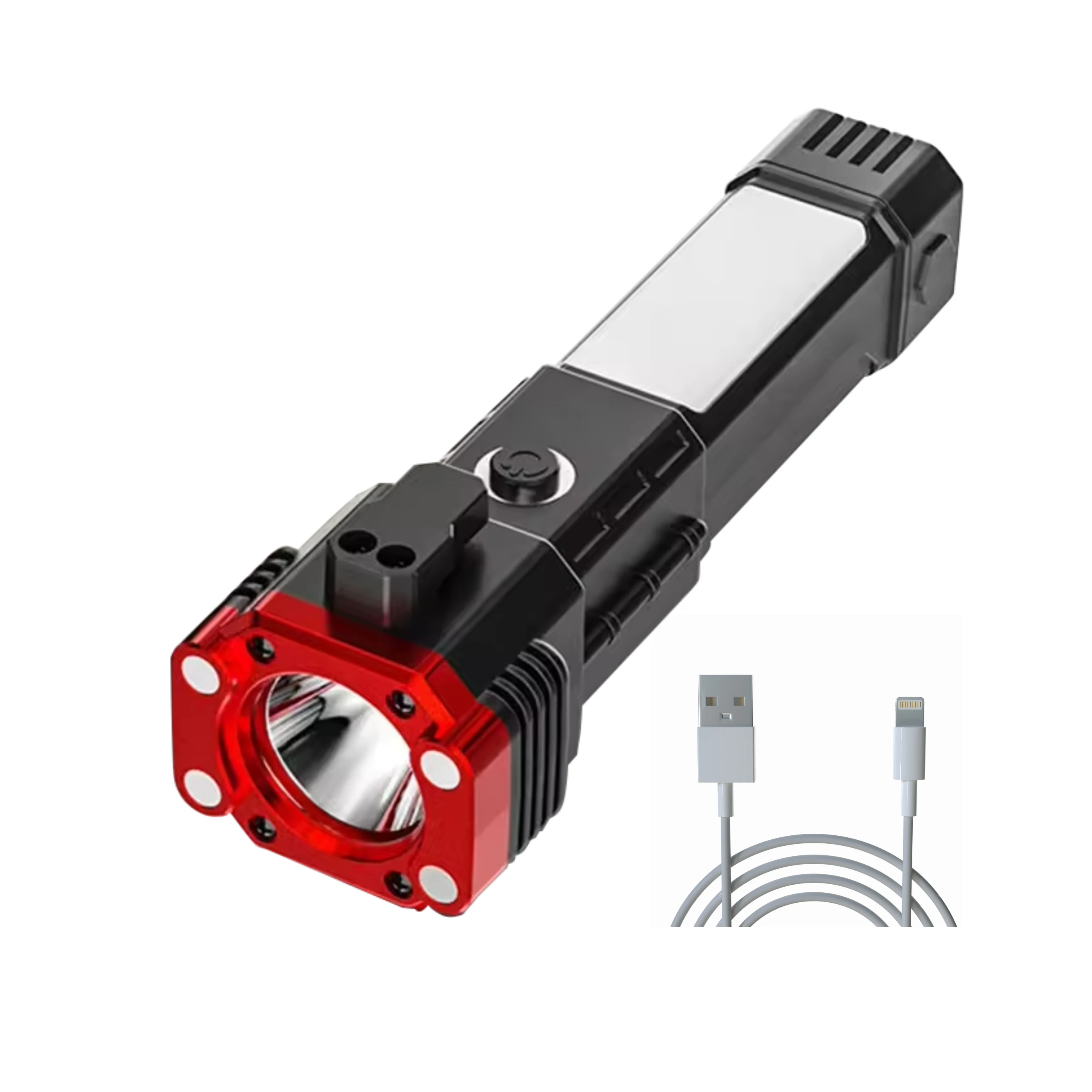 Super Bright LED Torch Light Magnetic  Safety Hammer Work Lamp LED Flashlight Rechargeable for car