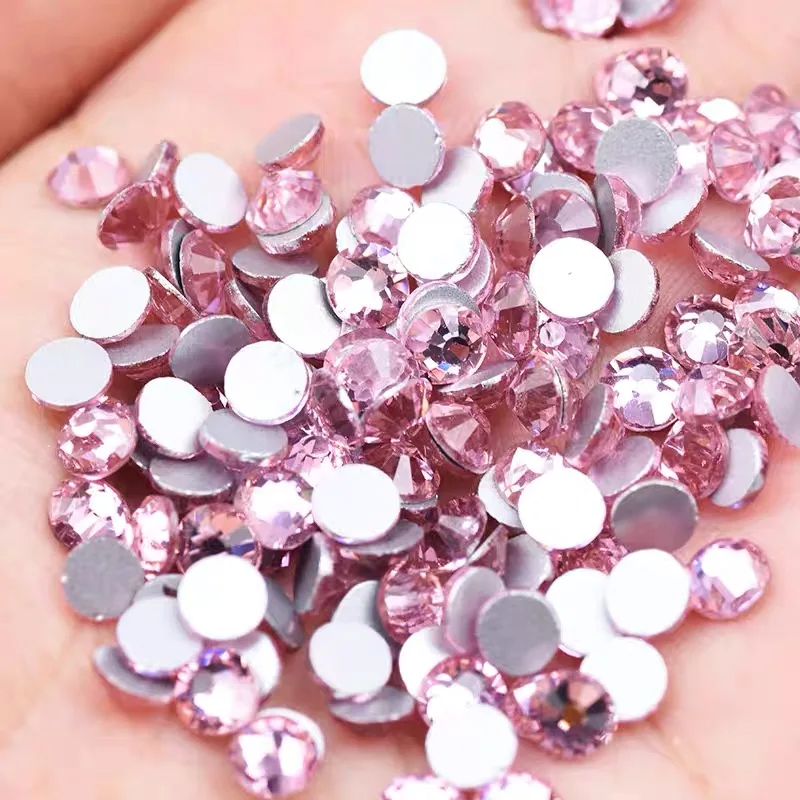 Yiwu yantuo Factory Wholesale Pink K9 Glass nail Stone Crystal non HotFix Flat Back Rhinestone For jewelry