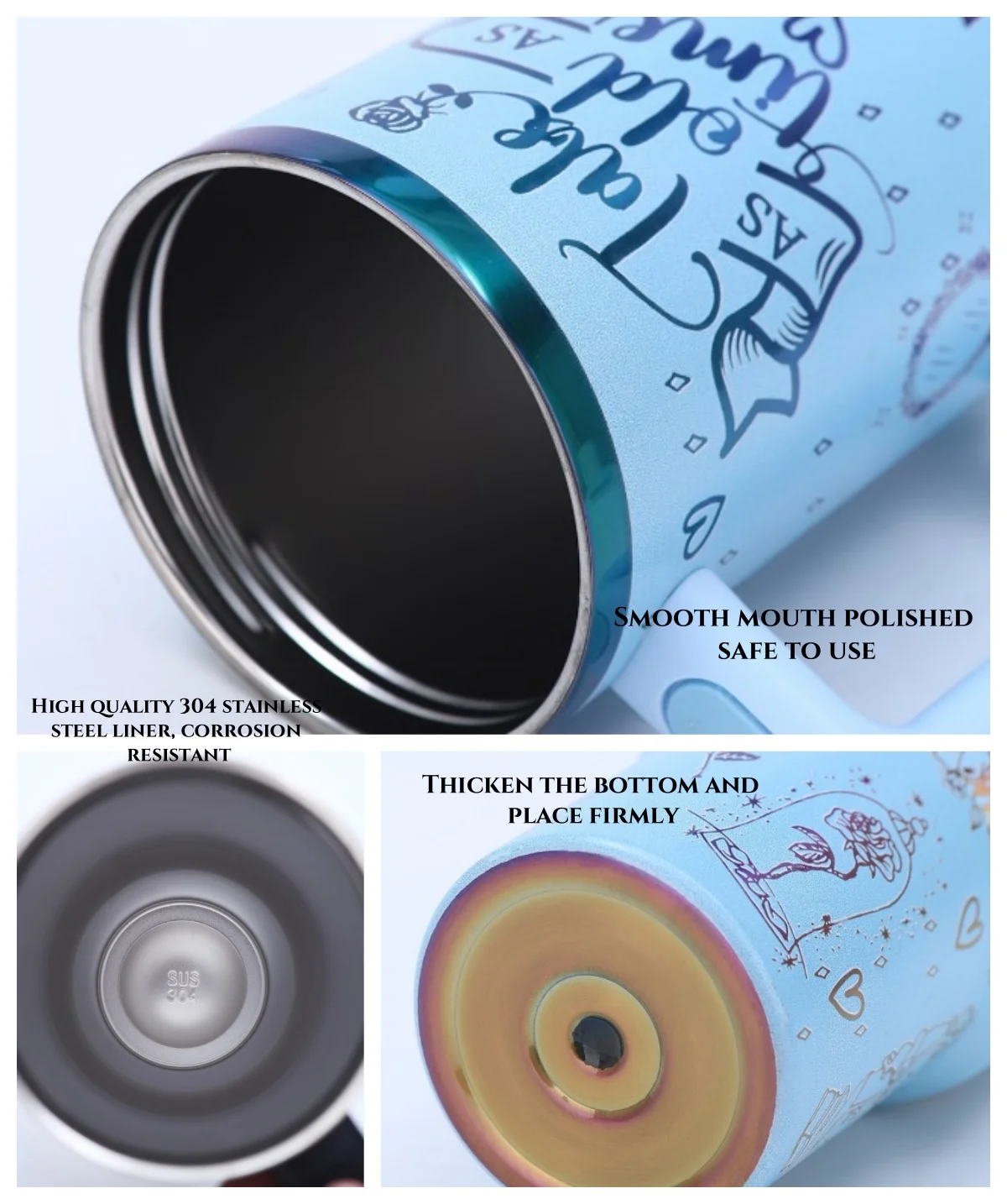 20pcs Ready to Ship Christmas gift mug custom 3D print 40oz Stainless Steel Travel Mug for travel tumbler with handle