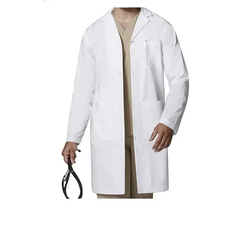 Wholesale Polyester Cotton Dental Fashion Printed Logo Unisex Lab Coat Hospital Doctor White Gown Uniforms