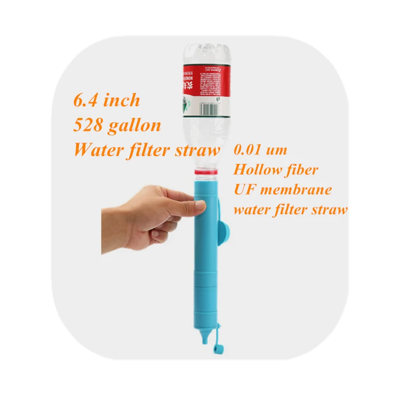 
6.4 inch 528 gallon life water filter straw uf drink water filter purifier for outdoor survival hiking 