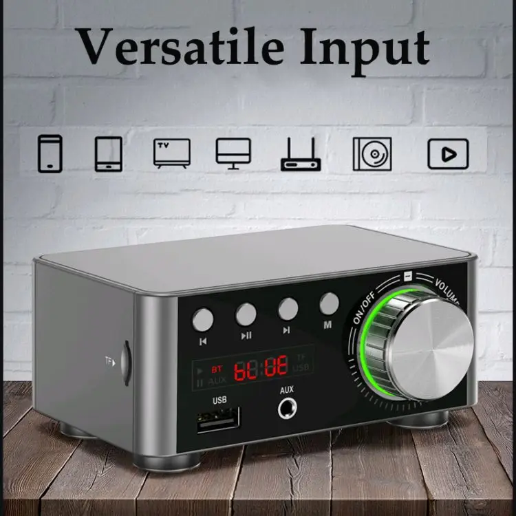 Hi-Fi BT5.0 цифровой усилитель мини стерео аудио 100 Вт двухканальный звуковой приемник USB AUX для дома