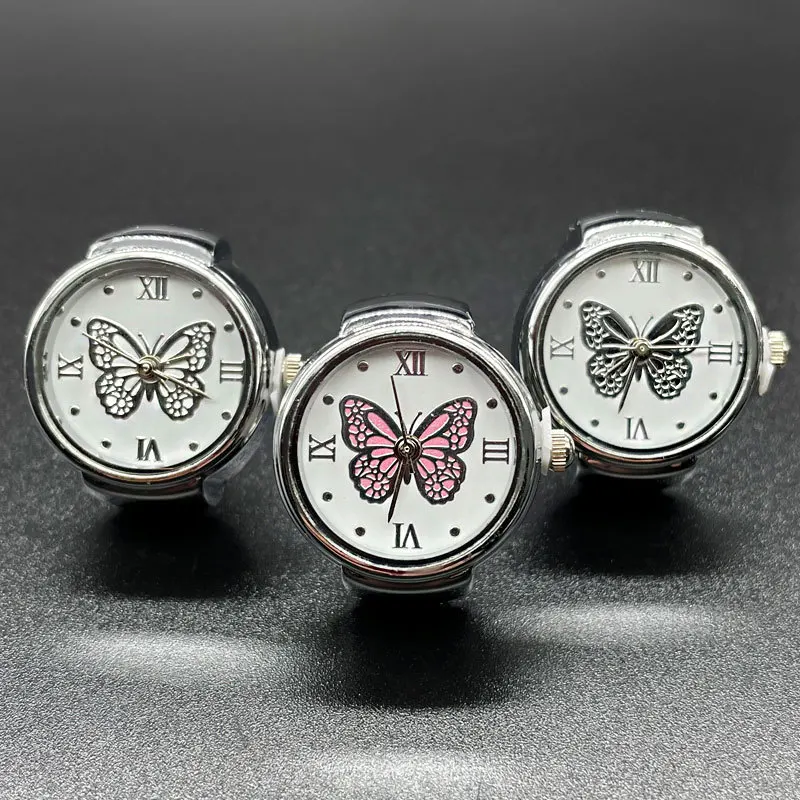 R.Gem. Vintage Butterflies Ladies Unisex Adjustable Quartz Digital Finger Ring Watch