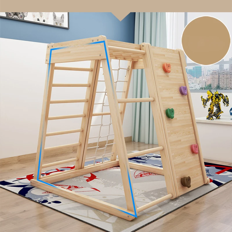 Kids Wooden Climbing Frame Triangle Pikler Climbing Equipment For Toddlers Indoor Playground Set