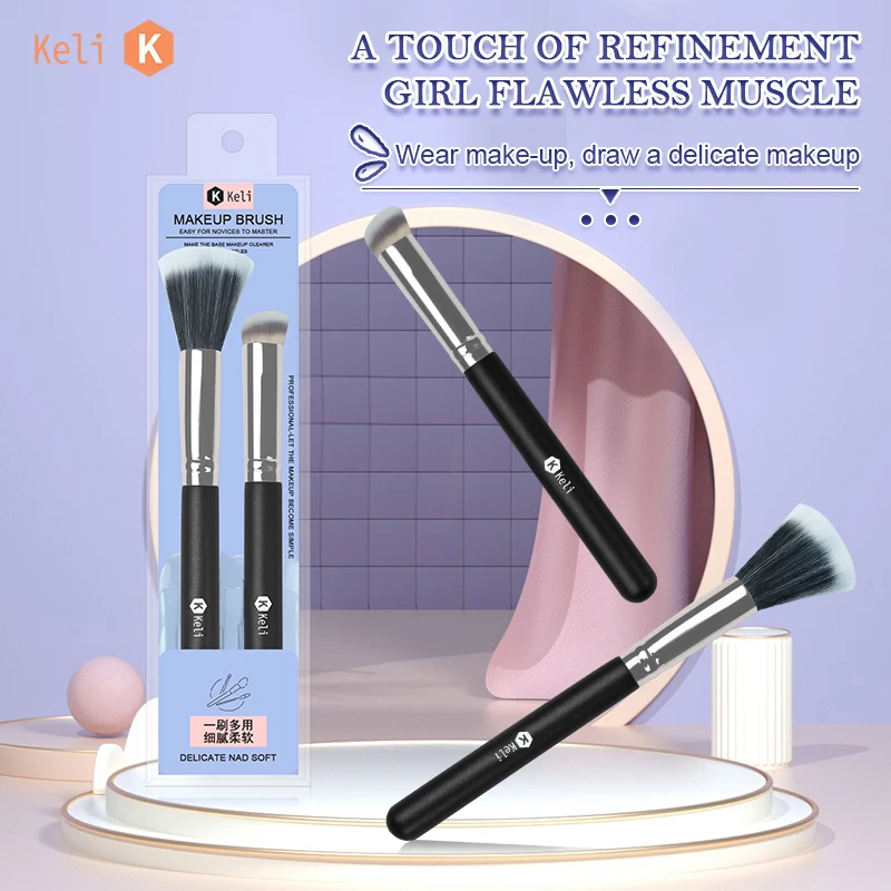 Wholesale 2pcs Blush Detail Concealer Brush Set High Quality Wood Handle Soft Makeup Brush Makeup Tool Kit