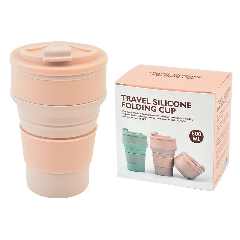 Silicone Folding Water Cup Portable Travel Sports Cup Outdoor Reusable Camping Portable Folding Round Coffee Cup