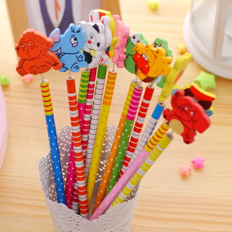 Promotional Wooden Pencils Wholesale Cute Swing Sign Pencils Different Theme Back To School Stationery Supplies Kids Gift