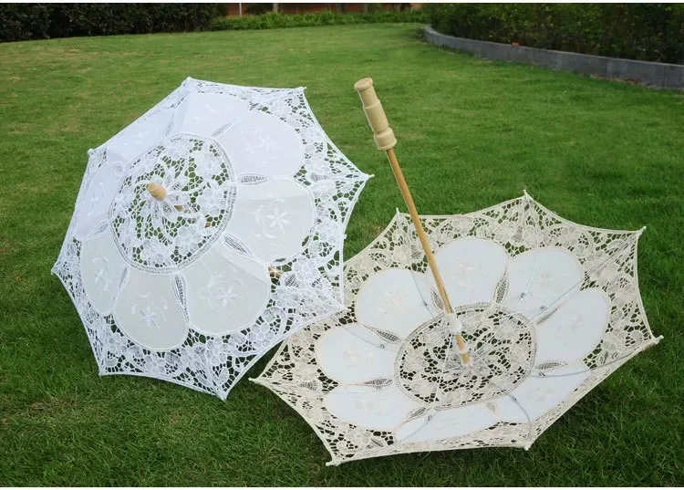 Western style famous lady stage performance lace umbrella photography bridal umbrella wedding bride white lace umbrella