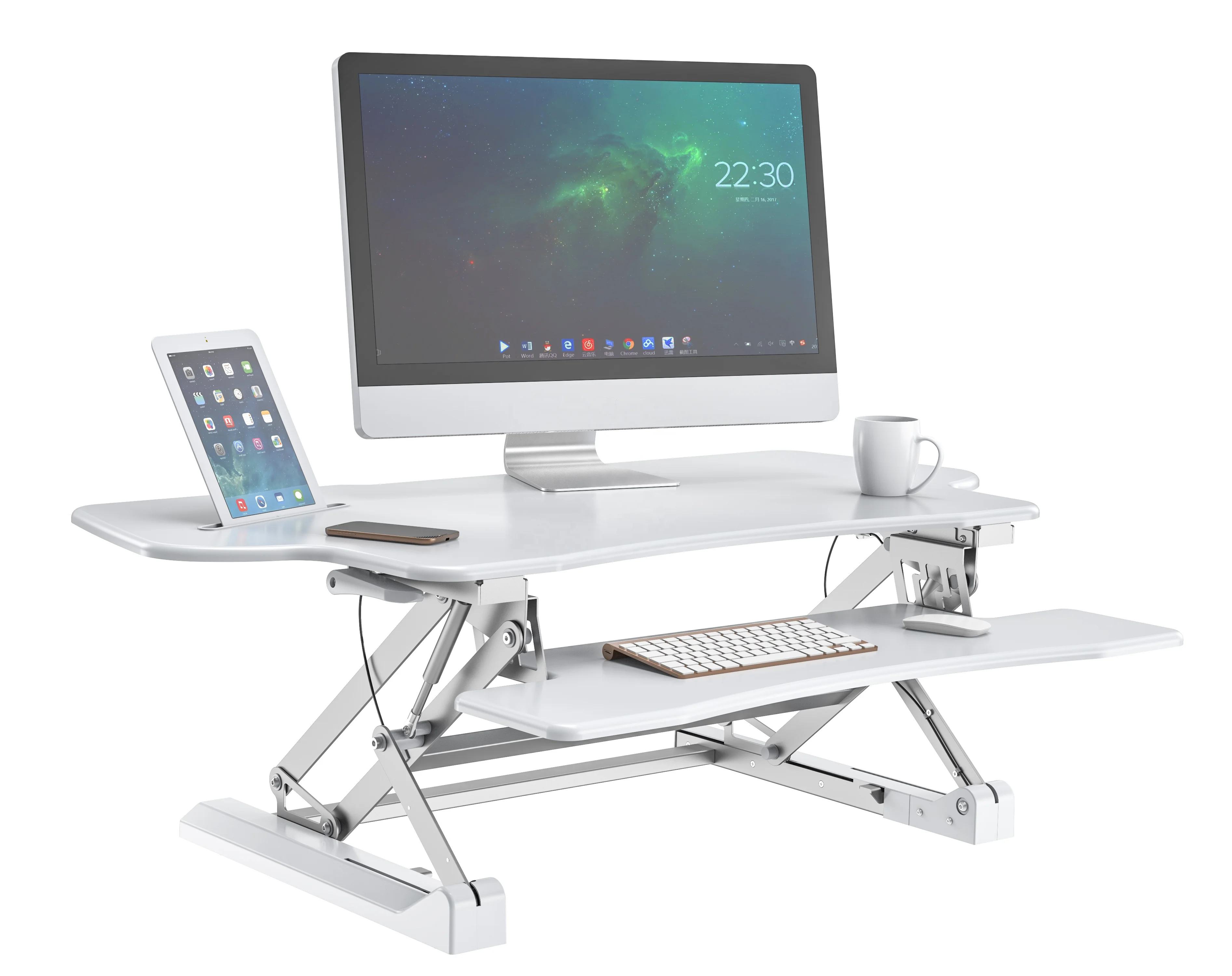  Ergonomic Height Adjustable Computer Sit Standing Large Surface Up to 33lbs Workstation Desks