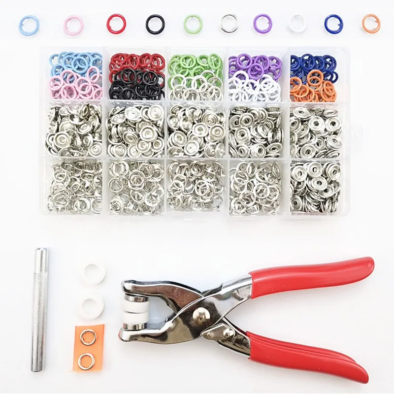DIY 200 Sets Metal Snaps Buttons with Fastener Pliers Press Tool Kit for for Sewing and Crafting (10 Colors)