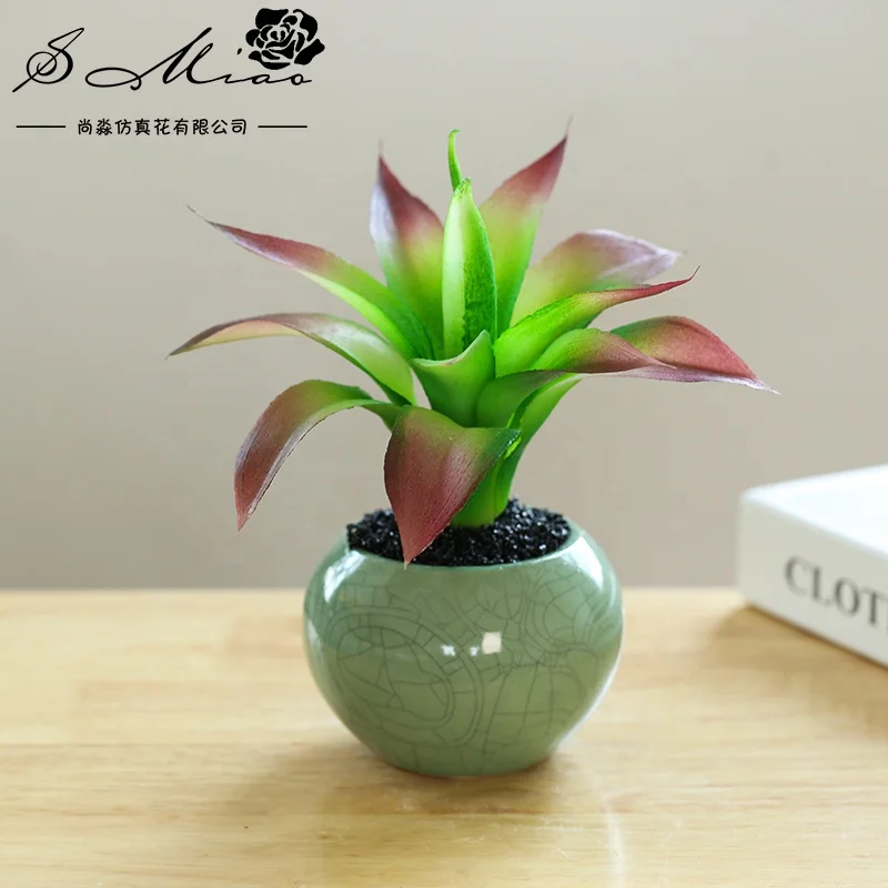 High quality artificial succulents exquisite ceramic pot bonsai home interior decoration