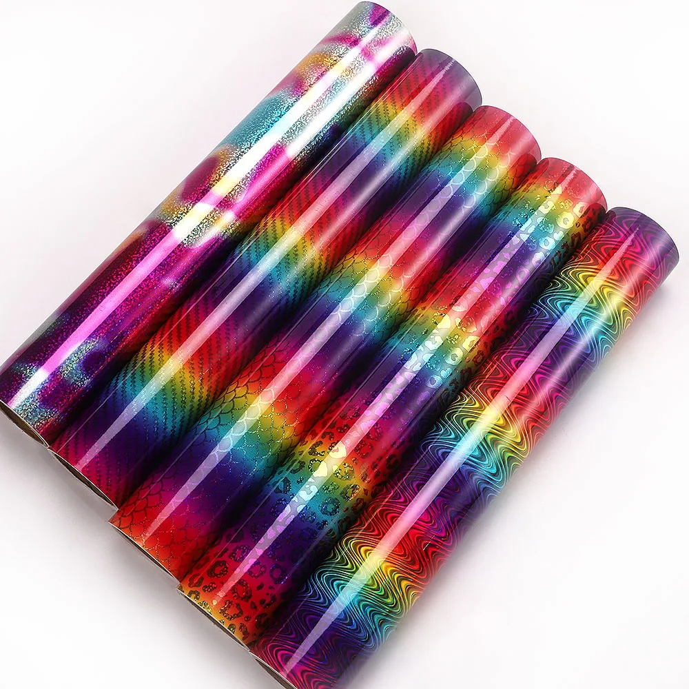 Hot Sale New Product Pvc Permanent Self Adhesive Cutting Vinyl Holographic Reflective Rainbow Craft Making Colored Cutting Vinyl