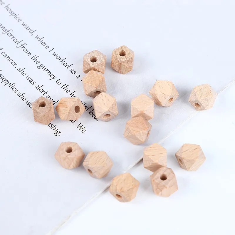 Wholesale Cheap Price Wooden angularity Octagon Bead Geometric Wood Beads beech wood octagonal beads