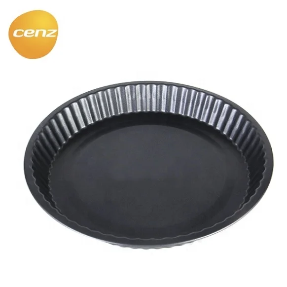 Large Pie Pan Nonst Round Pizza Fluted Tube Cake Mold  Plate Deep Baking Tray Quiche Pie Tart Pan Carbon Steel Bakeware Supplier