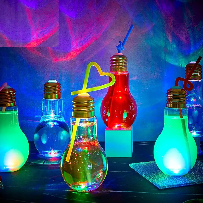 Мигающий светодиодный твердый чай с молоком одноразовая бутылка для сока лампочка стеклянная чашка