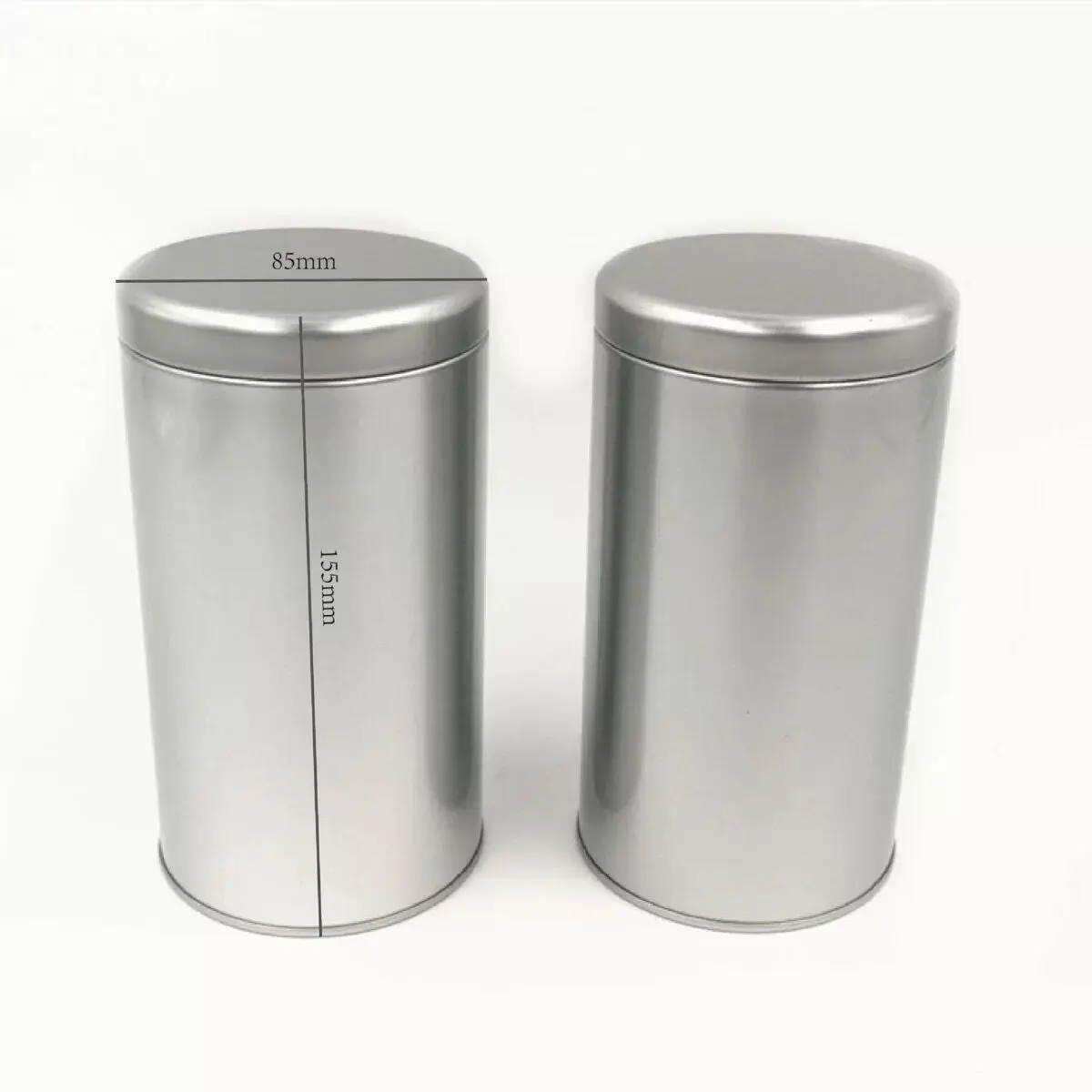 Short Tall Round Cylinder Silver Airtight Metal Container Coffee Bean Tea Canister Empty Tin Cans