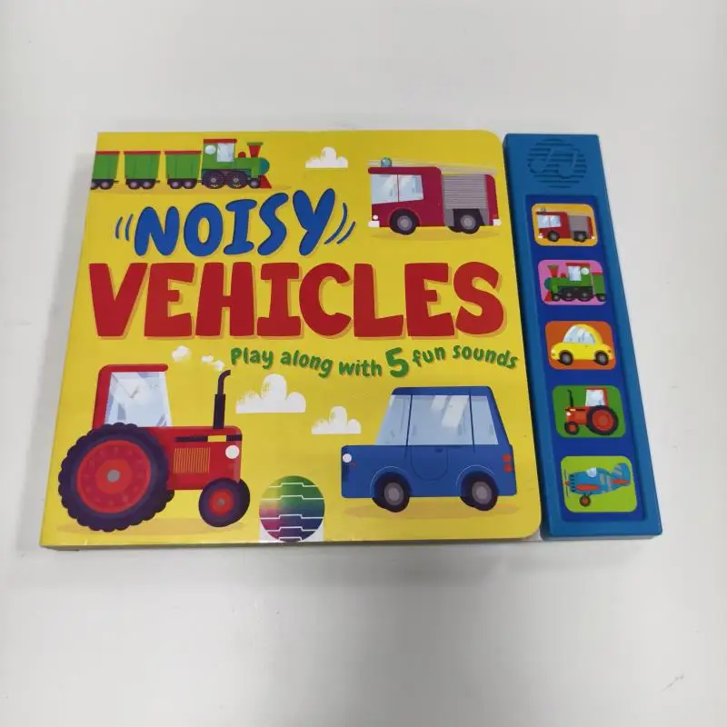 custom printing child voice book of various noisy vehicles cars