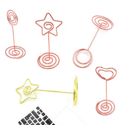 Table Number Card Holders Heart Shape Wire Shape Table Photo Holder Name Card Stand for Wedding Party Gatherings Office Desk OEM