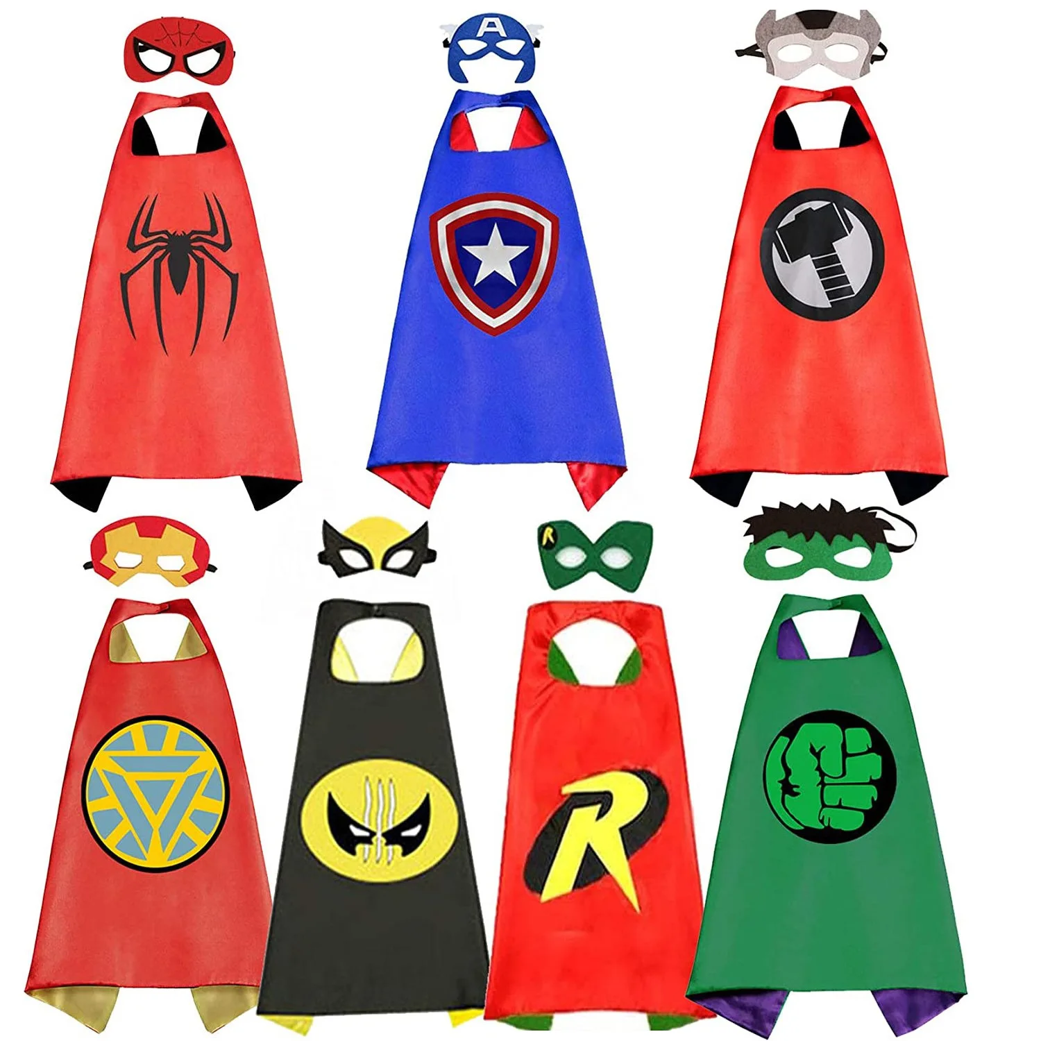 
Customize Kids Superhero Capes Party Masks Super Hero Costume for Parties Halloween Costumes 