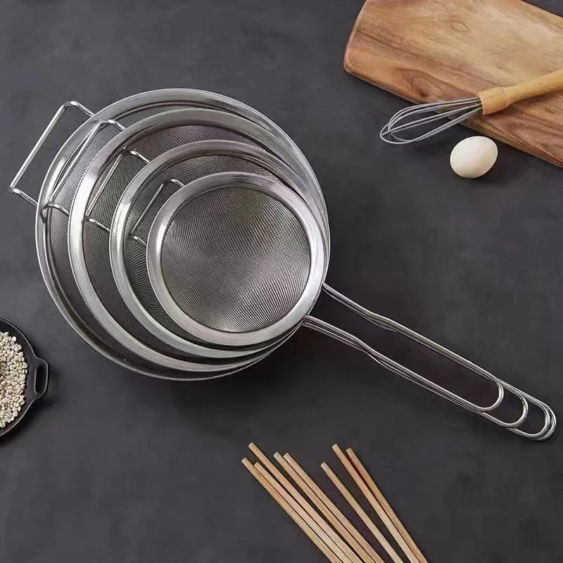 Set of 3 Stainless Steel Fine Mesh Strainer Pasta Strainer with Handle for Kitchen Food Metal Strainer Sieve Sifter