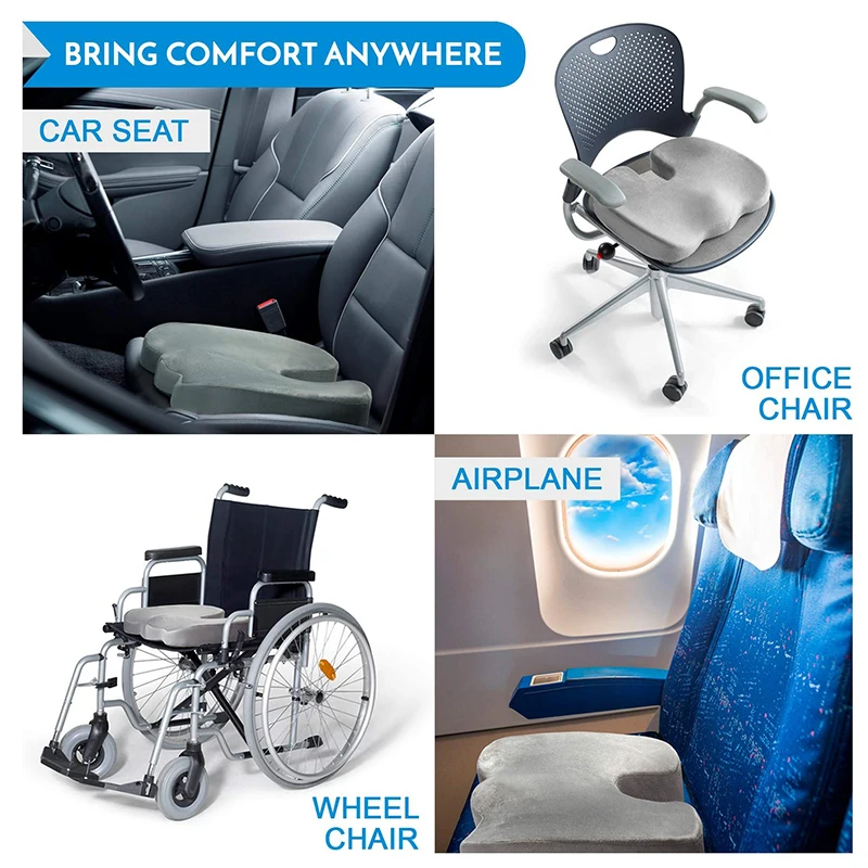 Factory wholesale Pain  Relief Office Chair Cushion Coccyx Orthopedic Memory Foam comfort Gel Seat Cushion