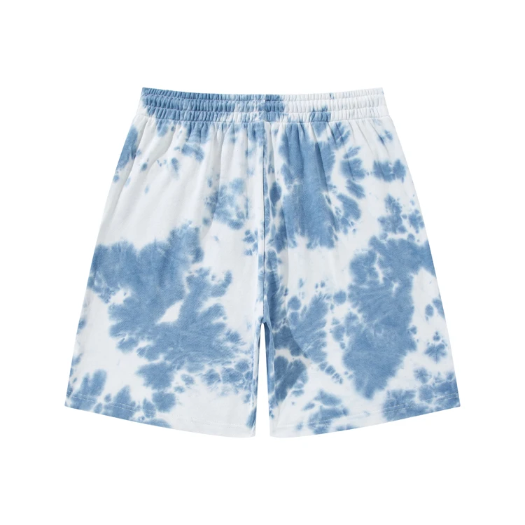 Cool Streetwear Custom Terry Cloth Shorts Drawstring Workout Unisex Tie Dye Sweat Shorts