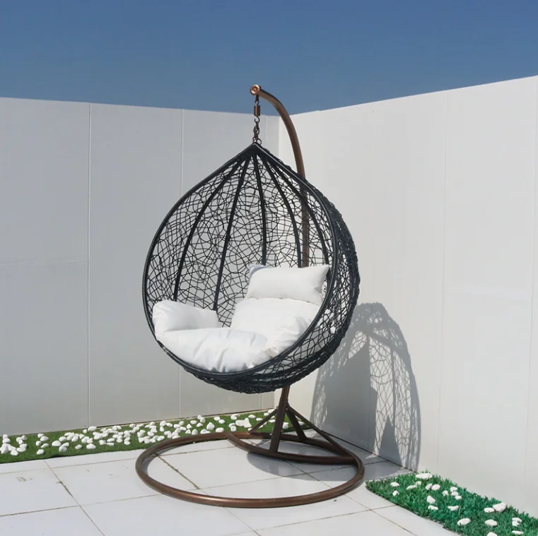 Hot sale outdoor patio furniture rattan swing Chairs Single Patio Swings Balcony Ceiling Rocking Cushion