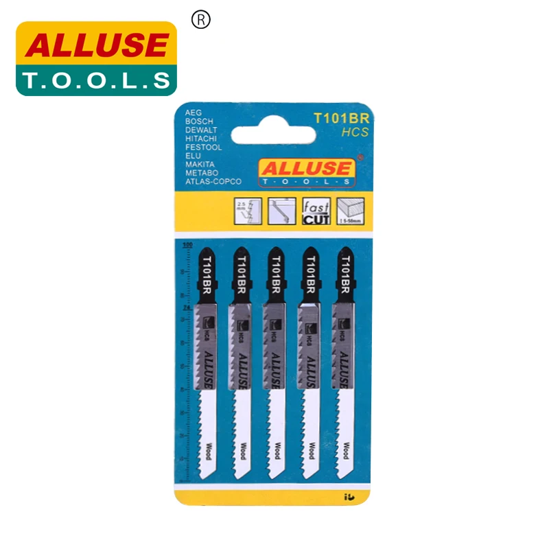 T101BR 5pcs Jig Saw Blades Fast Clean Cuts In Chipboard Softwood Plywood 100mm