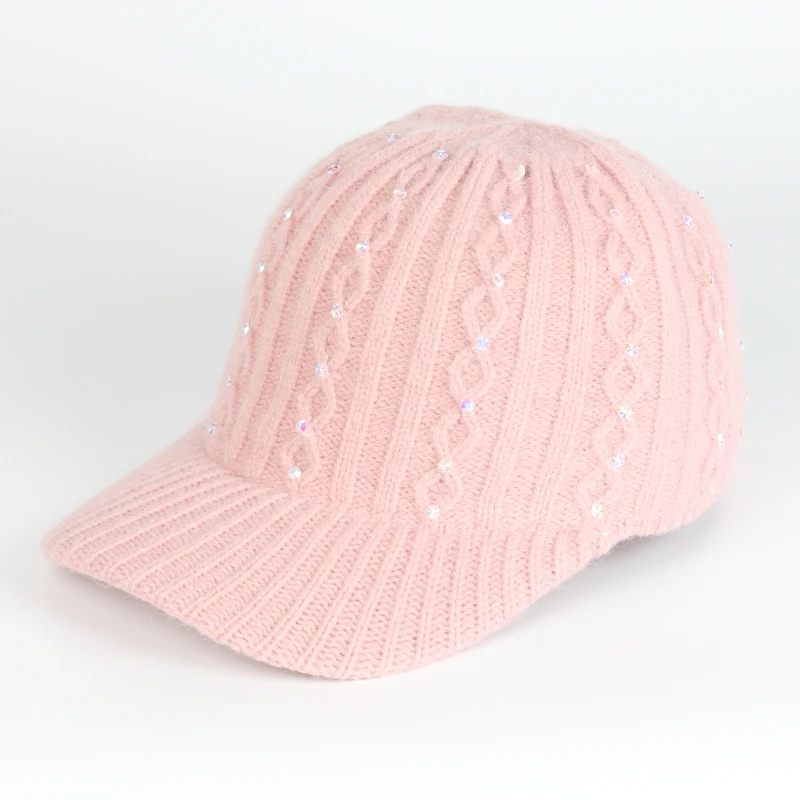 Wholesale New Fashion Winter Chic Wool Knitted Braid Diamond Baseball Gorras Trucker Golf Tennies Dad Hats For Women