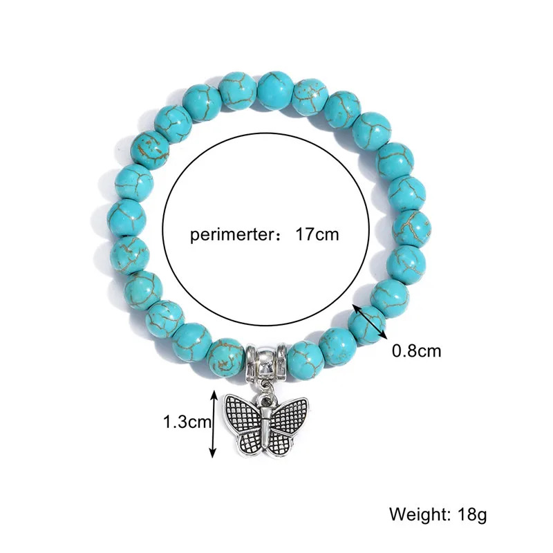 Custom bead bracelet wholesale stone bead bracelet turquoise bracelet with charm