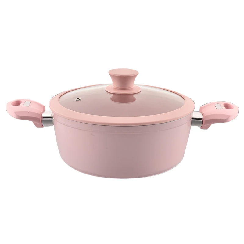 Aluminum pink ceramic coating royalty line cookware
