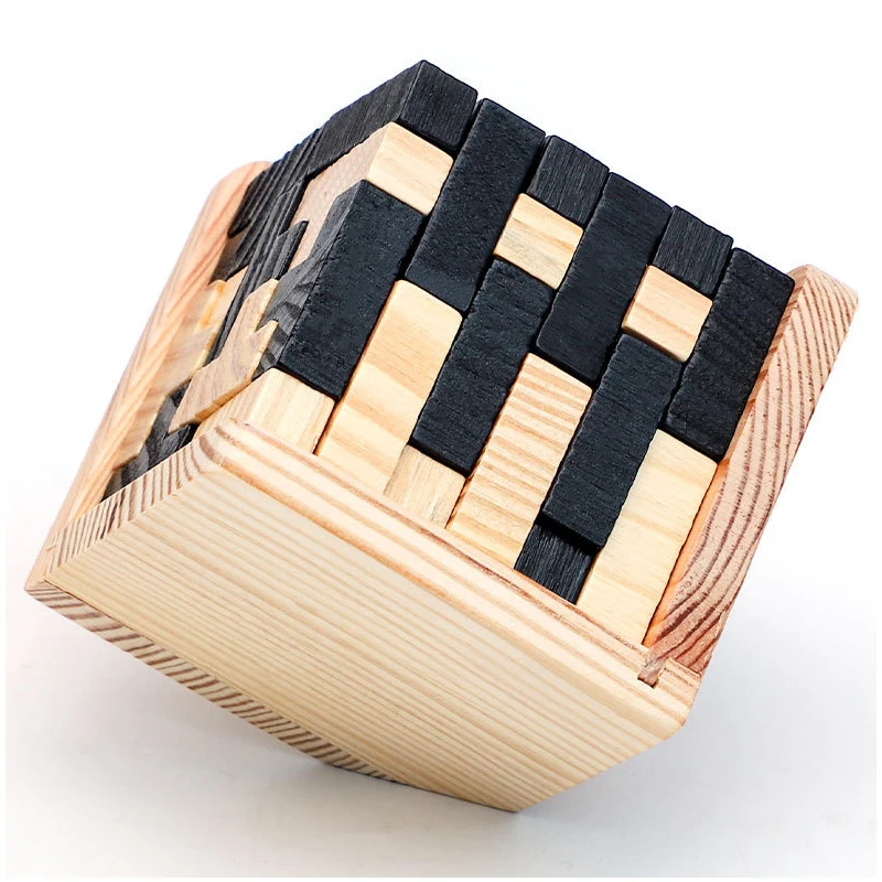 Hotsale Wooden Brain Teaser Puzzle Cube T-Shaped Jigsaw Logic Puzzle Educational Toy for Kids and Adults