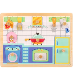 Toddler Educational Toys Hand Grasp Board Wholesale Custom Jigsaw Puzzles Cognition Wooden 3d Jigsaw Puzzle