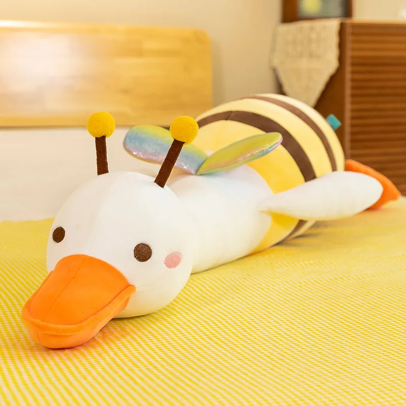 Big white goose plush toy creative bee goose doll long sleep pillow wholesale