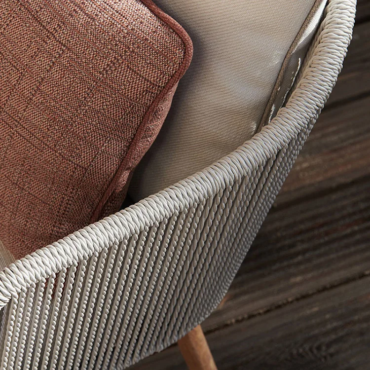 Luxury Teak Garden Furniture Set Patio Cafe Restaurant Round Table And Chair Rope Outdoor Dining Set