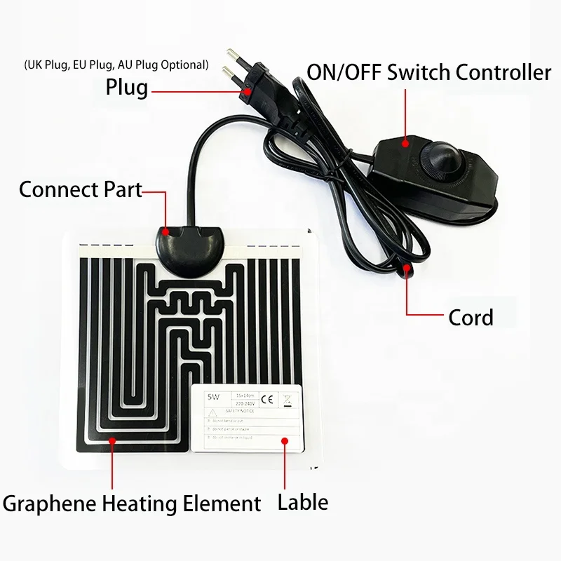 Australian Plug 230v Terrarium heat cushion heat mat for reptiles tortoise snakes lizard gecko spider turtle 5w 7w 14w 20w