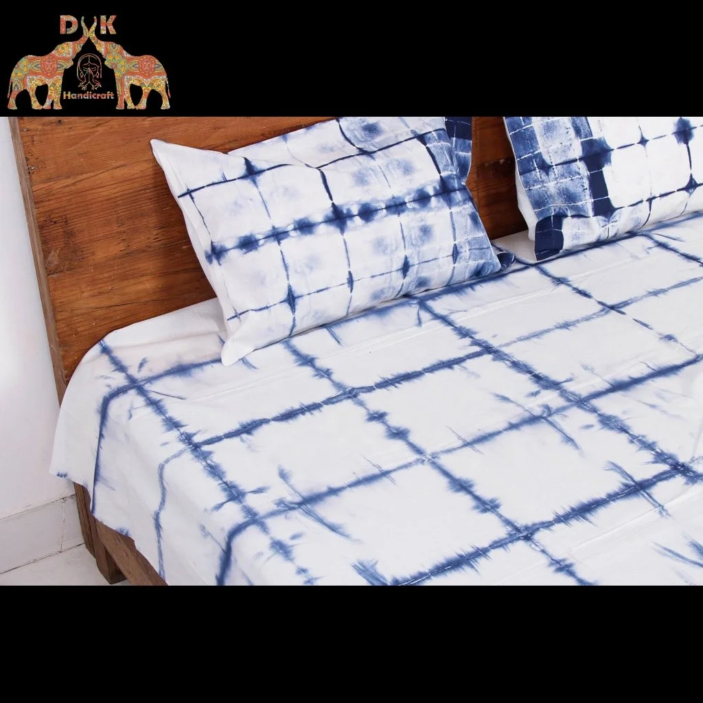 Оптовая продажа набор постельных принадлежностей с принтом галстуков и красителей 100% хлопчатобумажные стельки ручной работы хлопковые дизайнерские плоские простыни