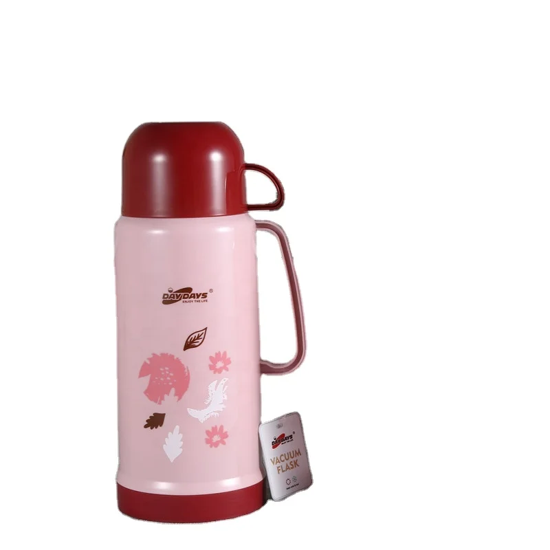 New 1 Liter vacummflask Wholesale Plastic Insulated Thermos with 1 Cup